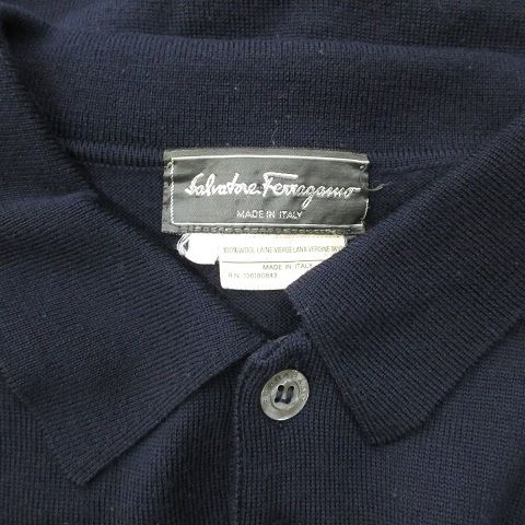 【美品】Salvatore Ferragamoサルバトーレフェラガモ襟付ニットL サルヴァトーレフェラガモ 90s イタリア製 オールド 長袖 ニット