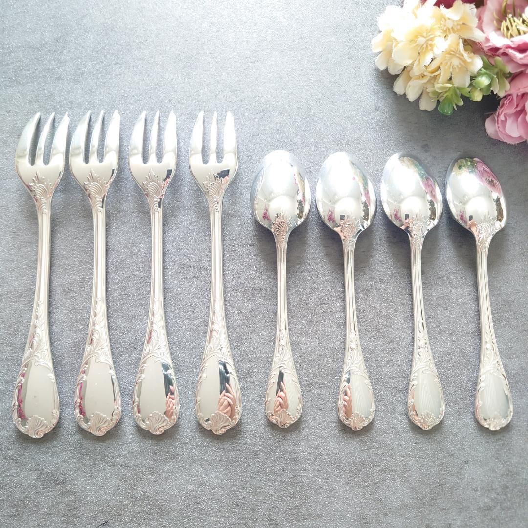 クリストフル マルリー ケーキフォーク コーヒースプーン 6点 美品 クリストフル マルリー ケーキフォーク コーヒースプーン 8点