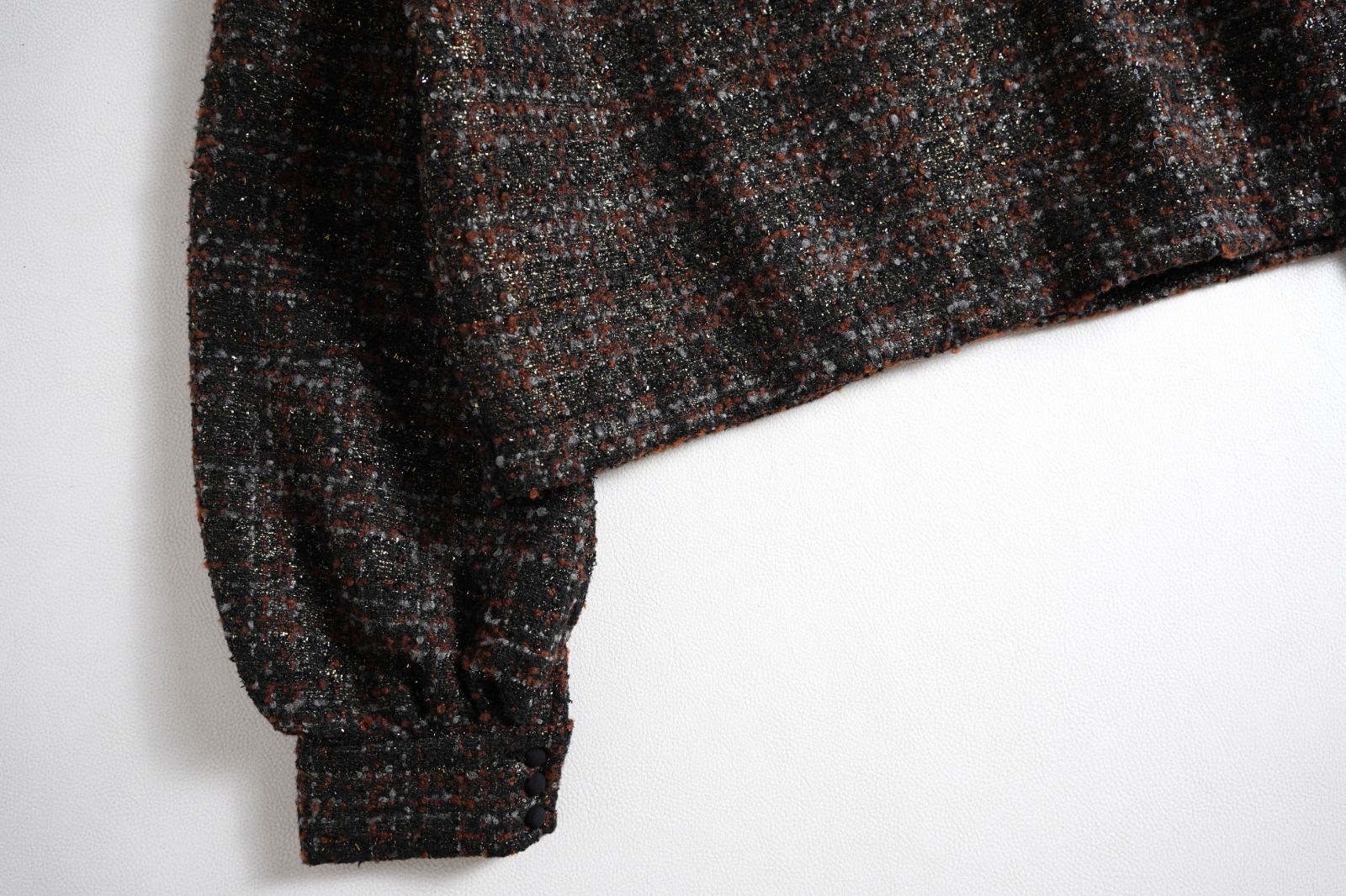  728 t Ameri アメリ ラメ ツイード ボリュームスリーブ プルオーバー サイズ ブラウン その他 トップス