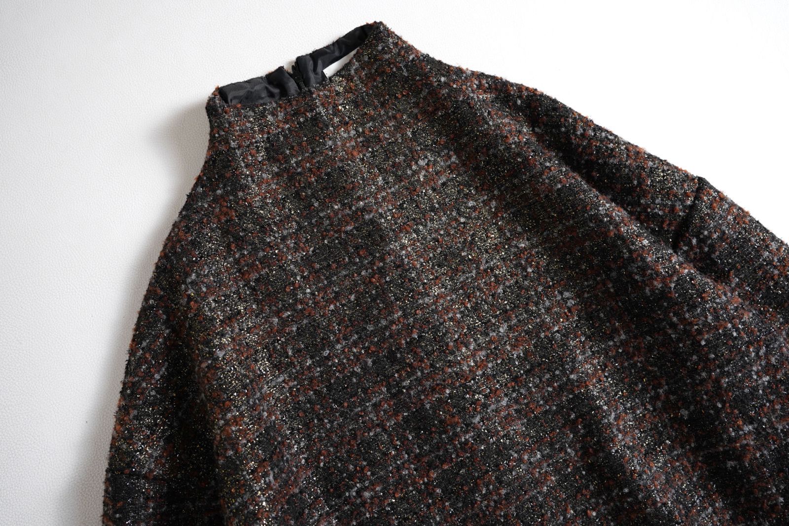 728 t Ameri アメリ ラメ ツイード ボリュームスリーブ プルオーバー サイズ ブラウン