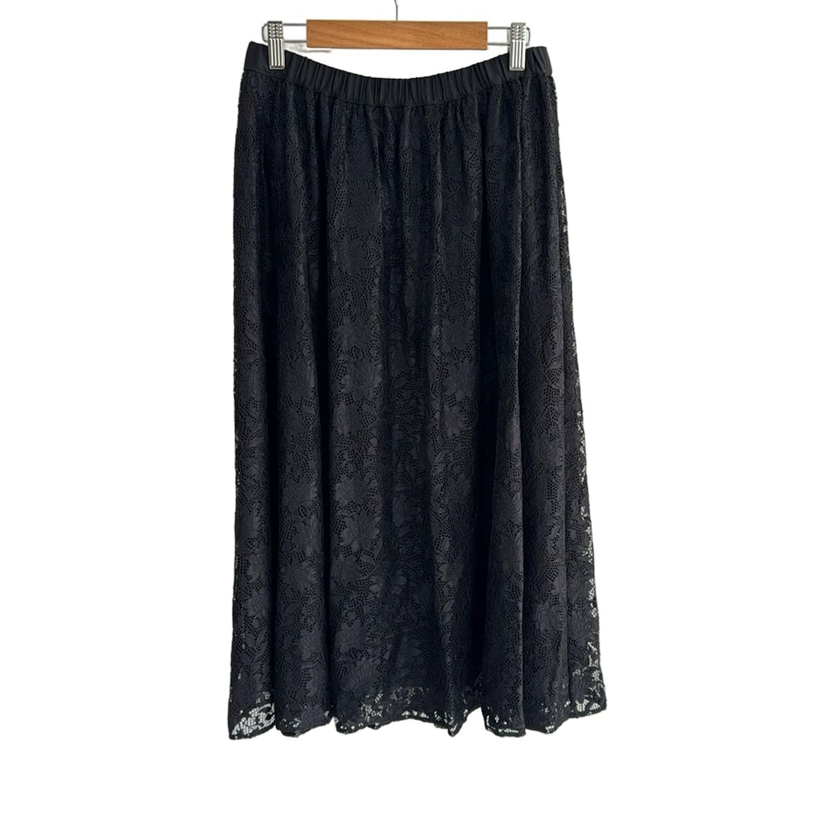 theory luxe セオリーリュクス ロングスカート サイズ40 M レディース - 黒 レース ウエストゴム