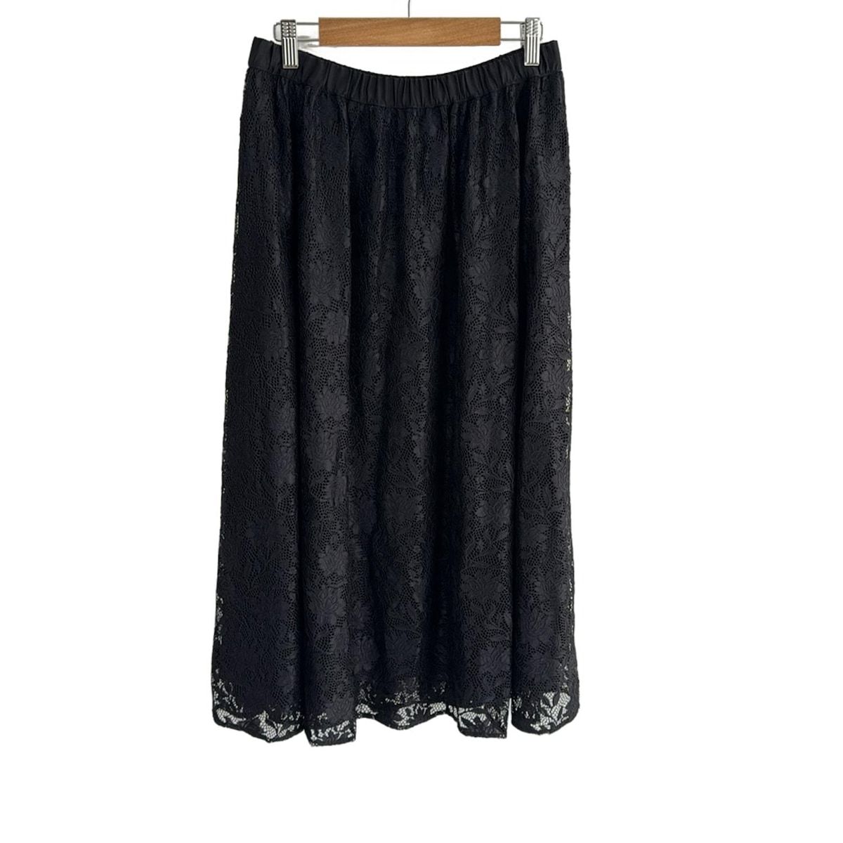 theory luxe セオリーリュクス ロングスカート サイズ40 M レディース - 黒 レース ウエストゴム