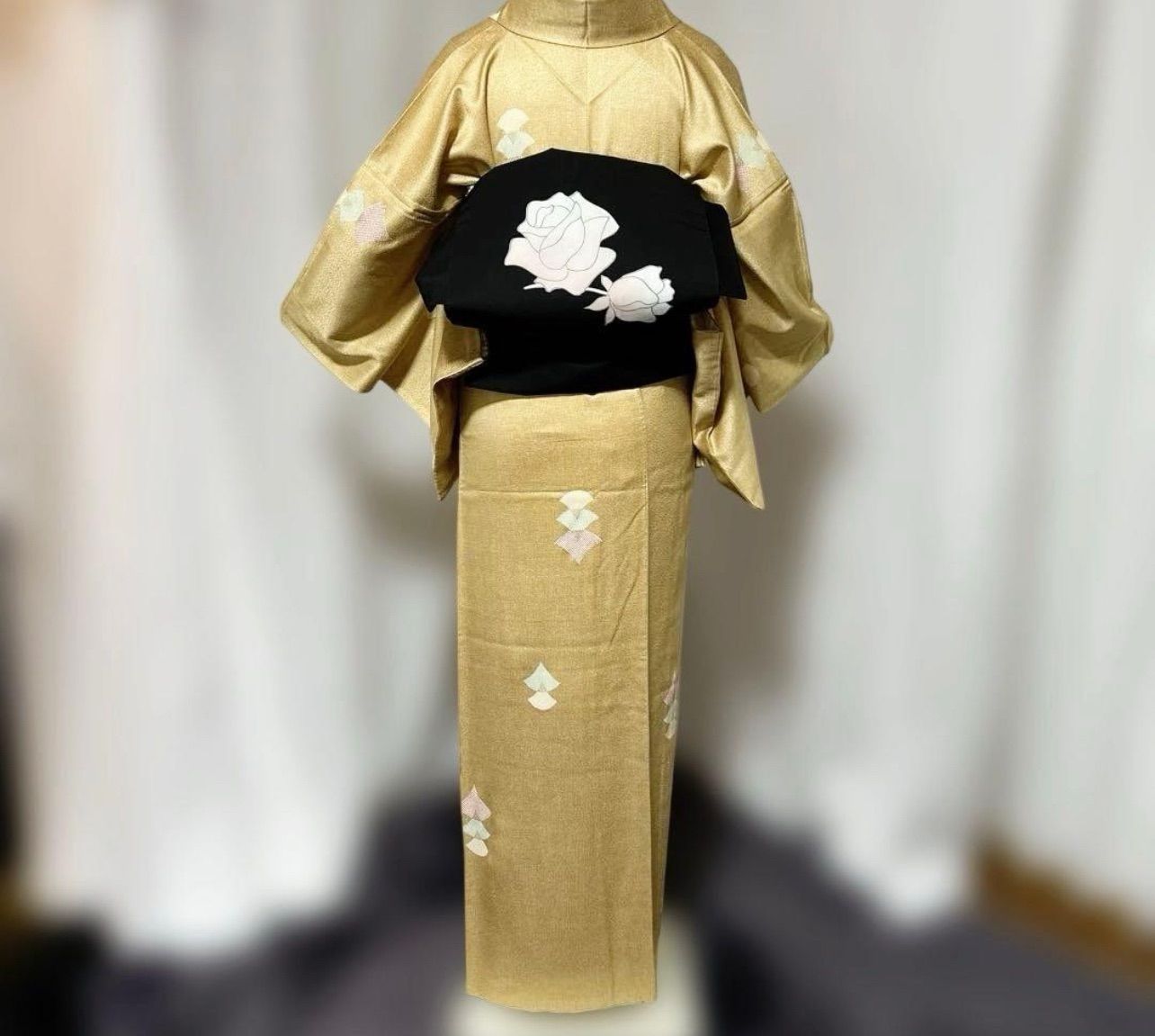 未使用近い 美品 袷 正絹 縮緬 江戸小紋 角通し フルセット 塩瀬名古屋