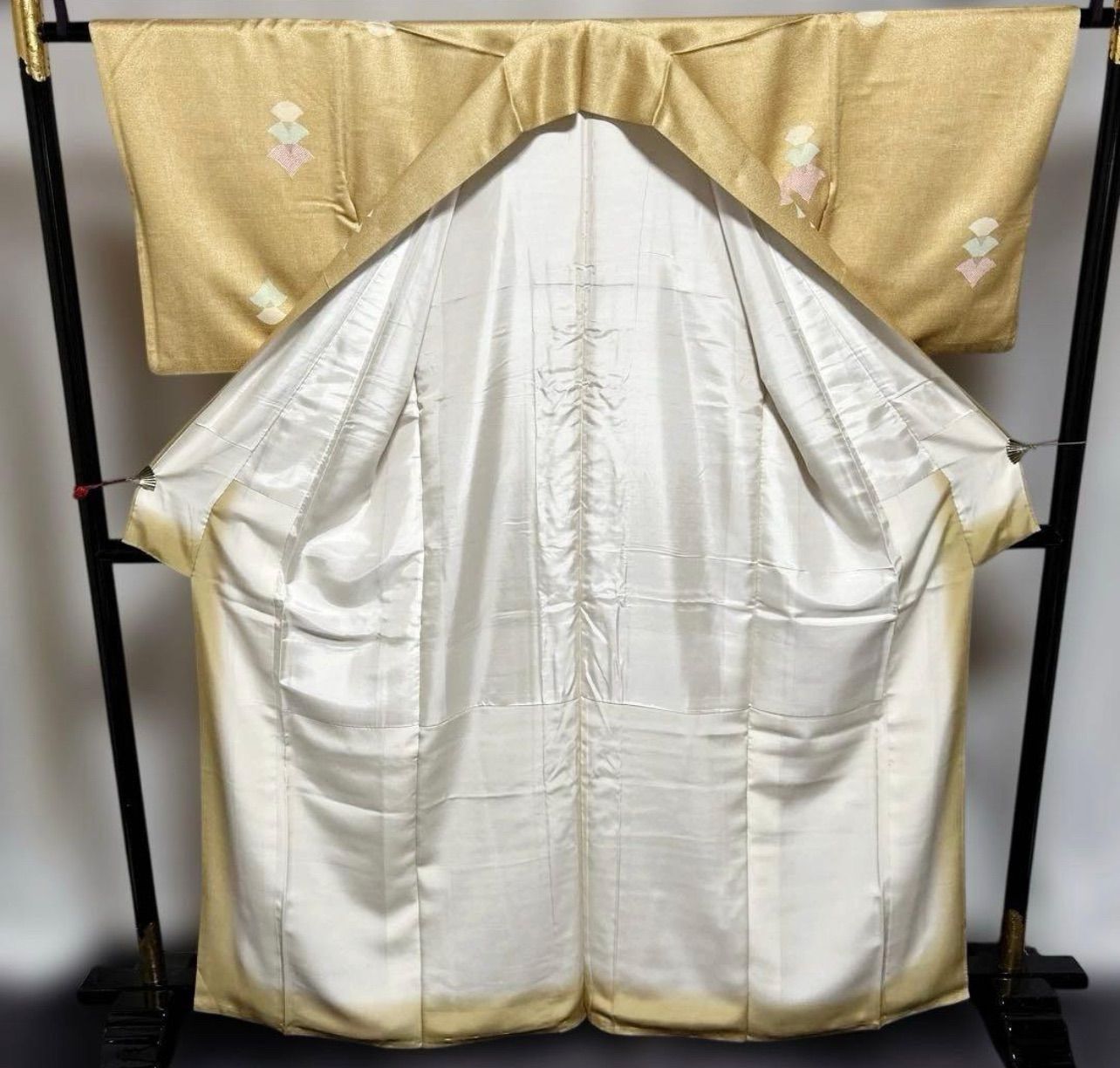 未使用近い 美品 袷 正絹 縮緬 江戸小紋 角通し フルセット 塩瀬名古屋