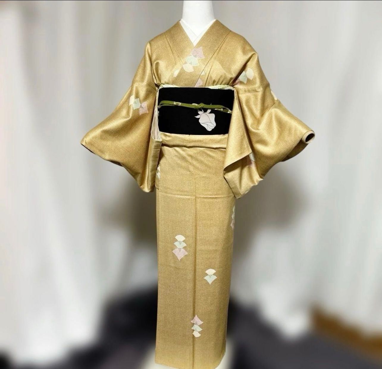 未使用近い 美品 袷 正絹 縮緬 江戸小紋 角通し フルセット 塩瀬名古屋