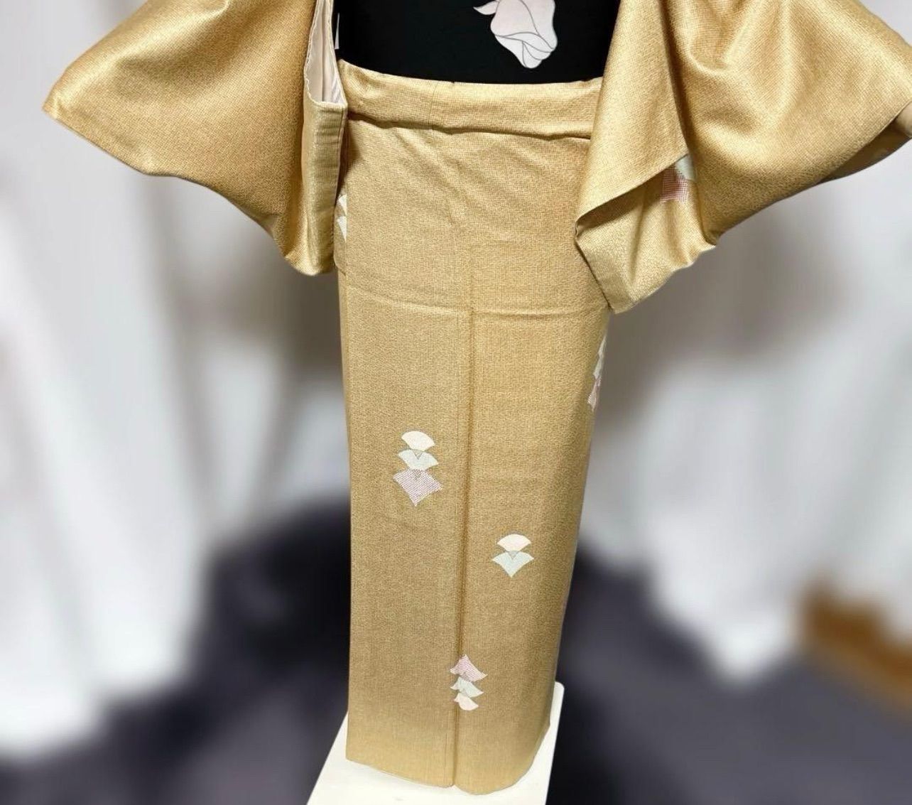 未使用近い 美品 袷 正絹 縮緬 江戸小紋 角通し フルセット 塩瀬名古屋