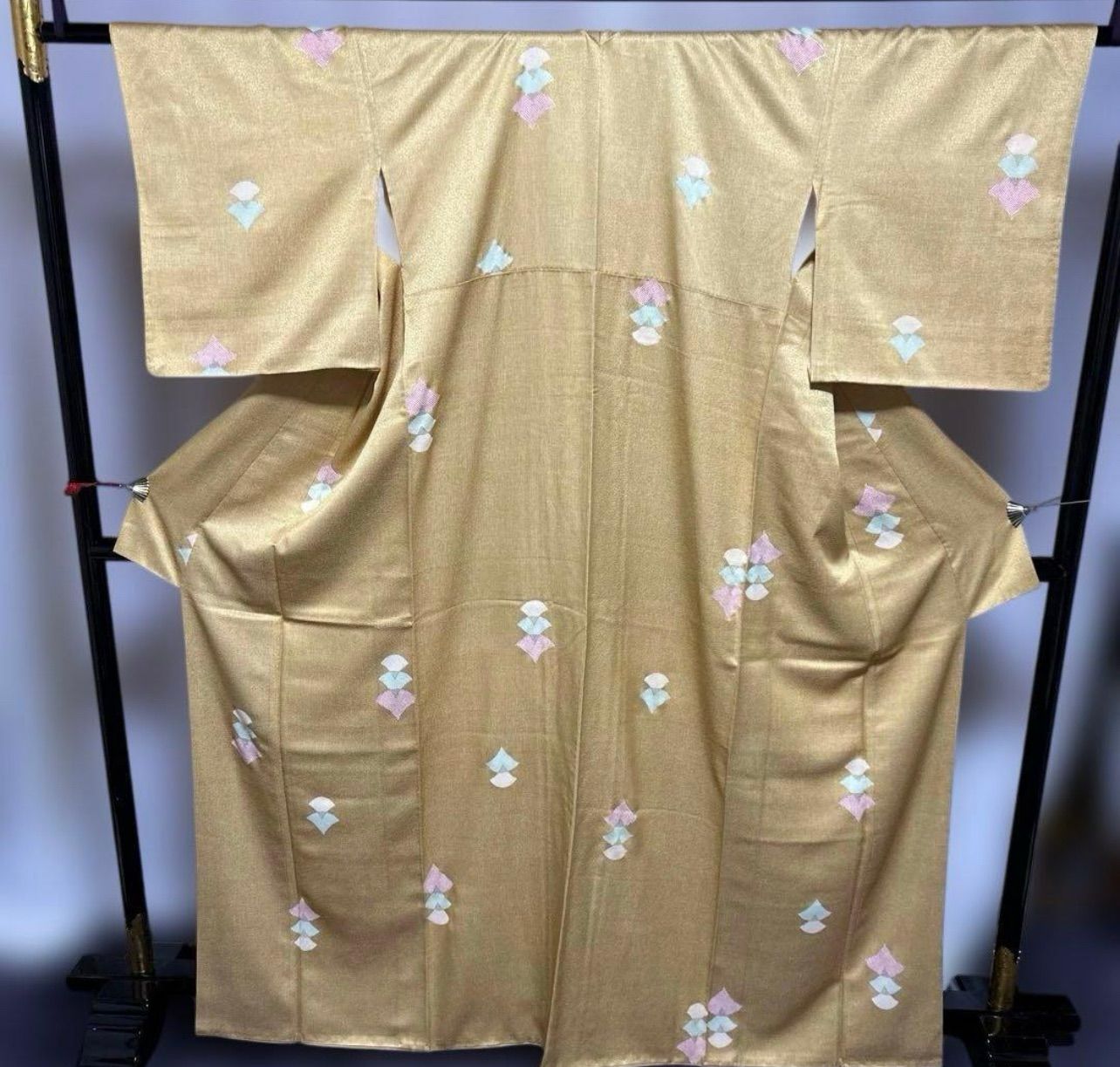 未使用近い 美品 袷 正絹 縮緬 江戸小紋 角通し フルセット 塩瀬名古屋