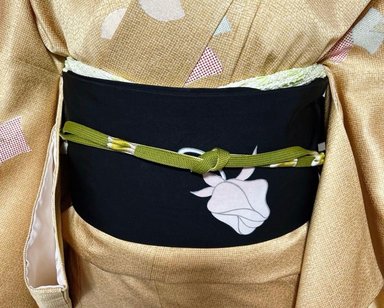 未使用近い 美品 袷 正絹 縮緬 江戸小紋 角通し フルセット 塩瀬名古屋