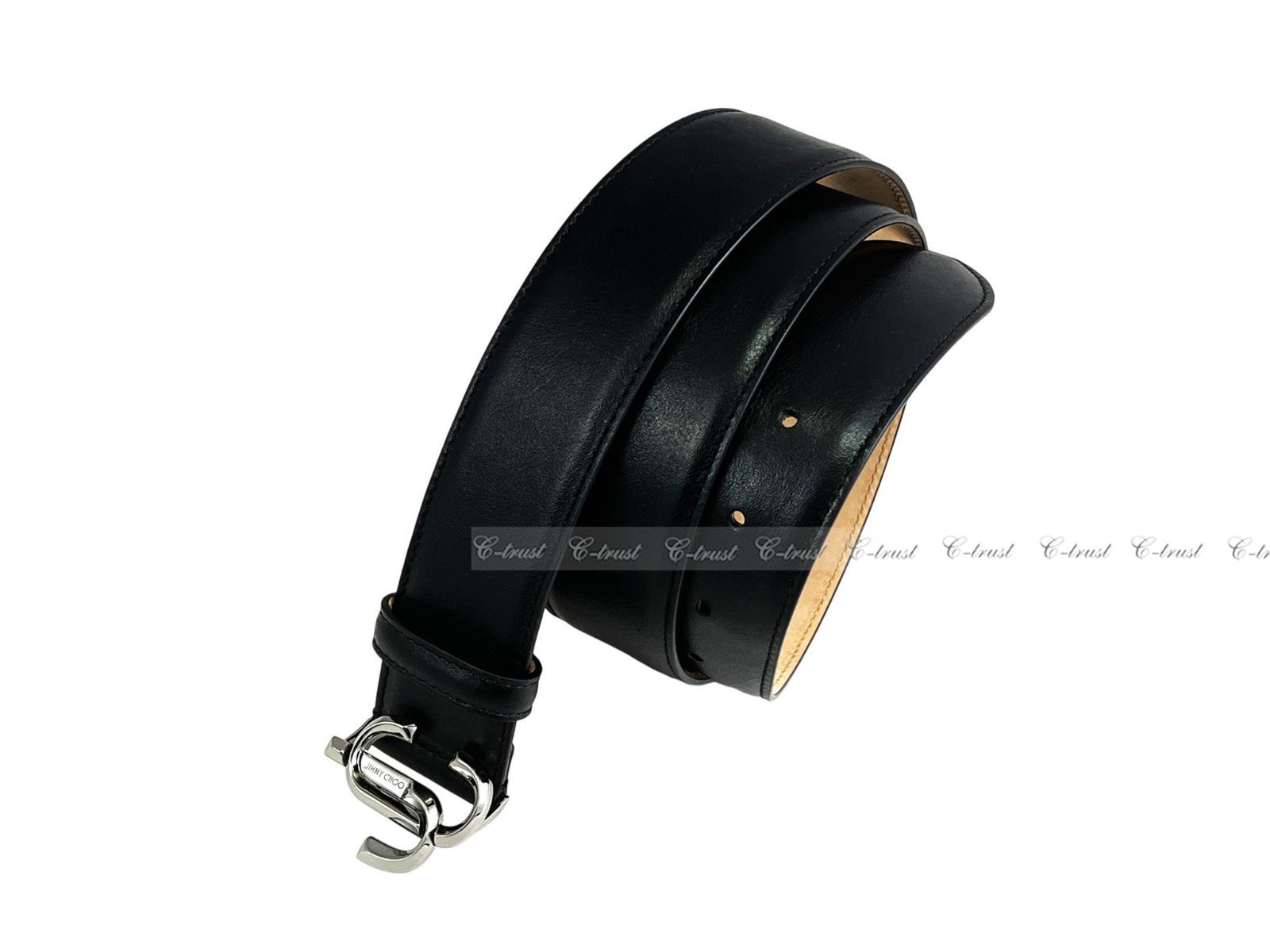 JIMMY CHOO ジミーチュウ ベルト RICKO スムース カーフ レザー JC ロゴ メンズ イタリア製 ブラック L 927-90