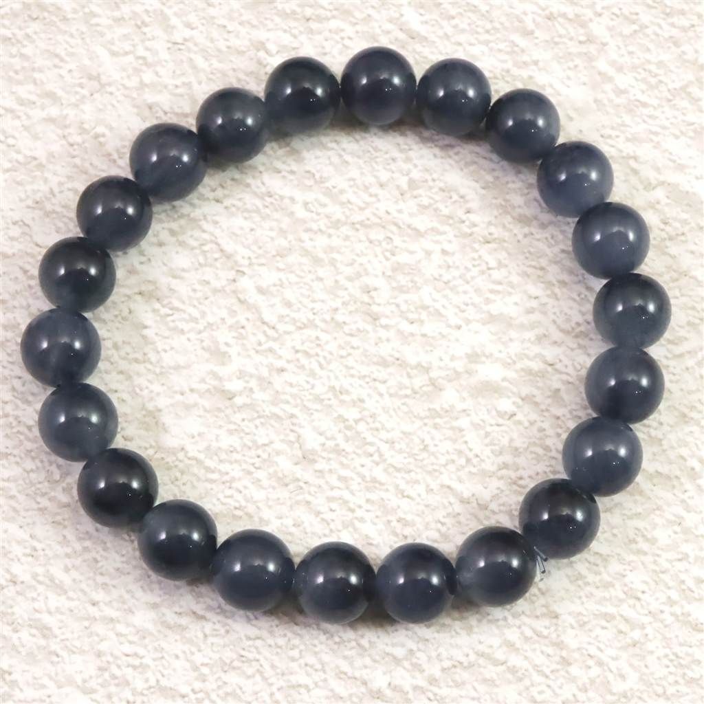 インディゴライト ブルー トルマリン 入り 水晶 8.5mm玉ブレスレット 19.66g 榎本通商49925
