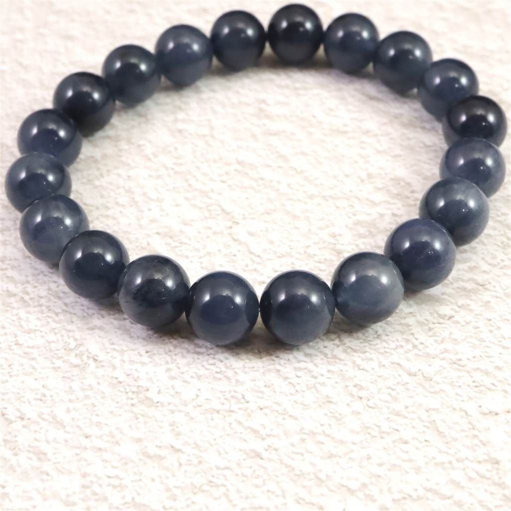 インディゴライト ブルー トルマリン 入り 水晶 9.5mm玉ブレスレット 25.41g 榎本通商73165