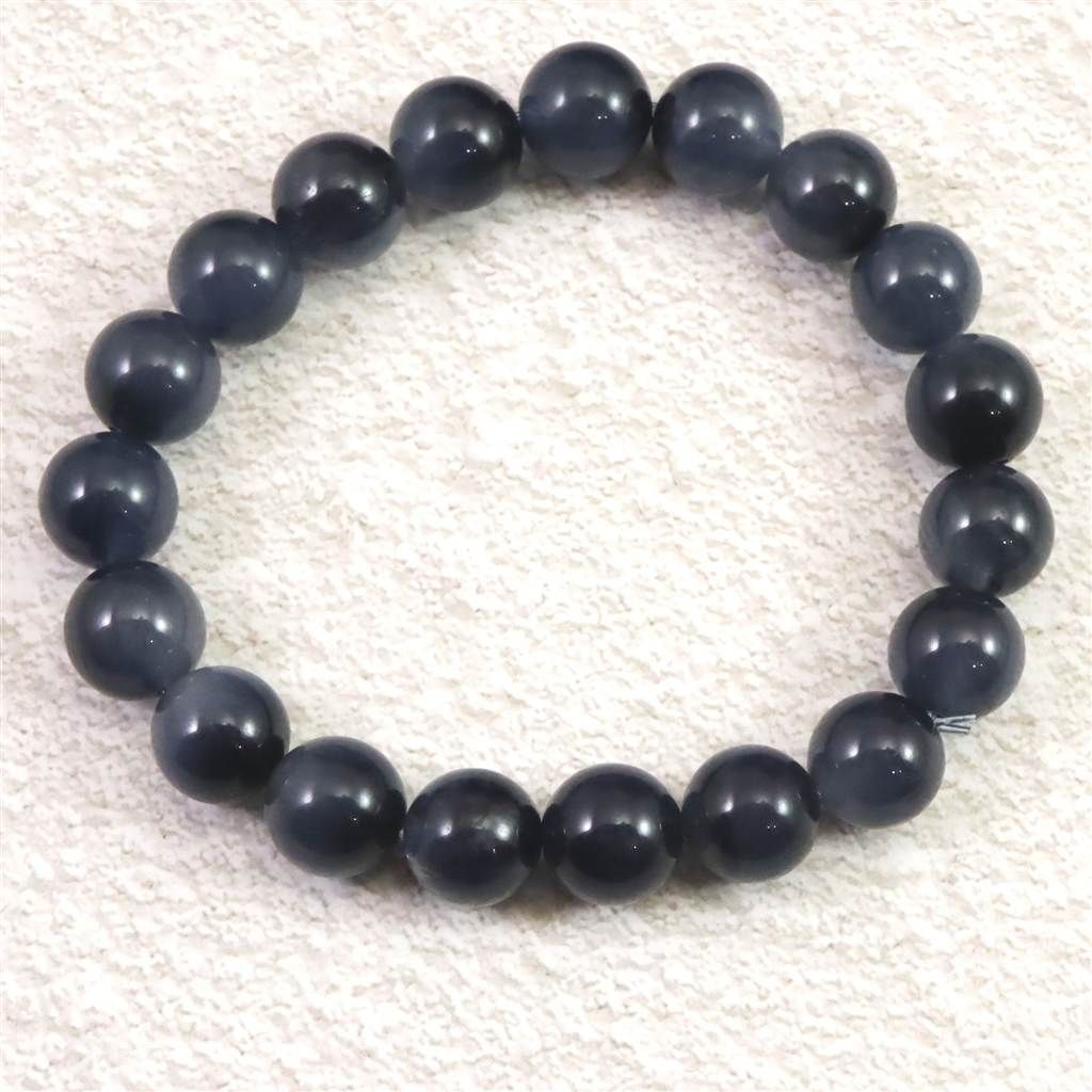 インディゴライト ブルー トルマリン 入り 水晶 10mm玉ブレスレット 27.75g 榎本通商17400