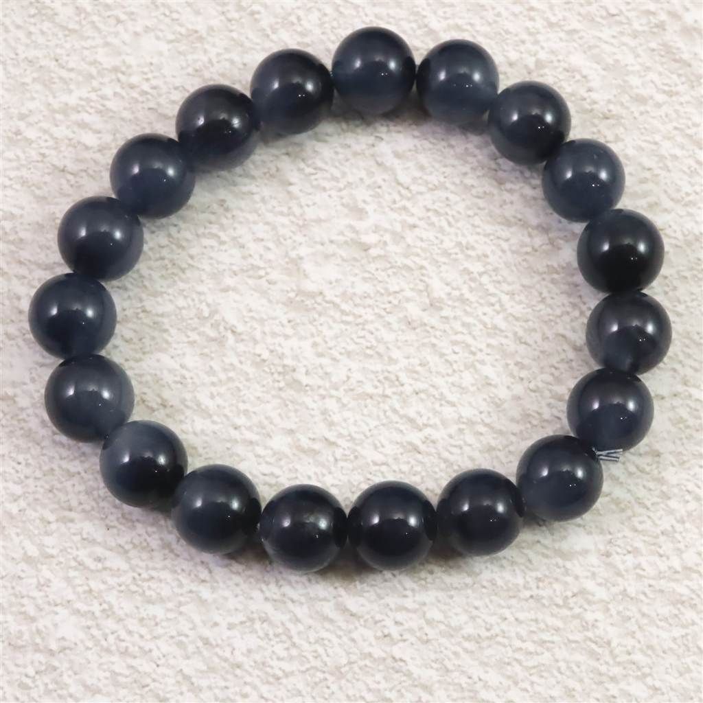 インディゴライト ブルー トルマリン 入り 水晶 10mm玉ブレスレット 27.75g 榎本通商17400