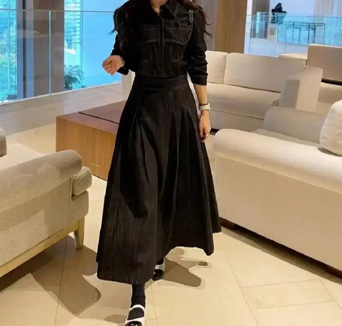 ブラックデニム セットアップ