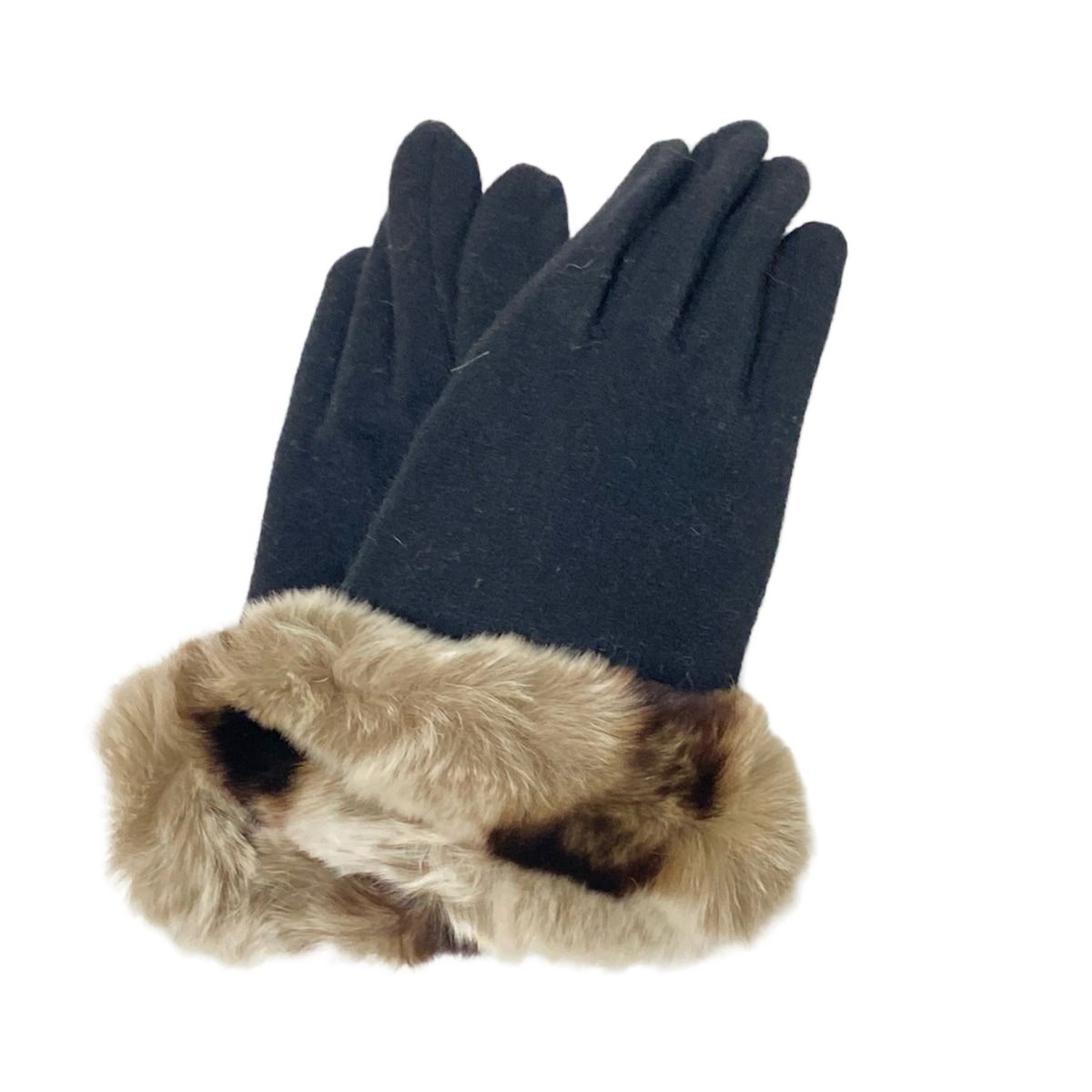 FURLA フルラ 本革 ラビットファー付きレザー手袋 FURLA フルラ 手袋