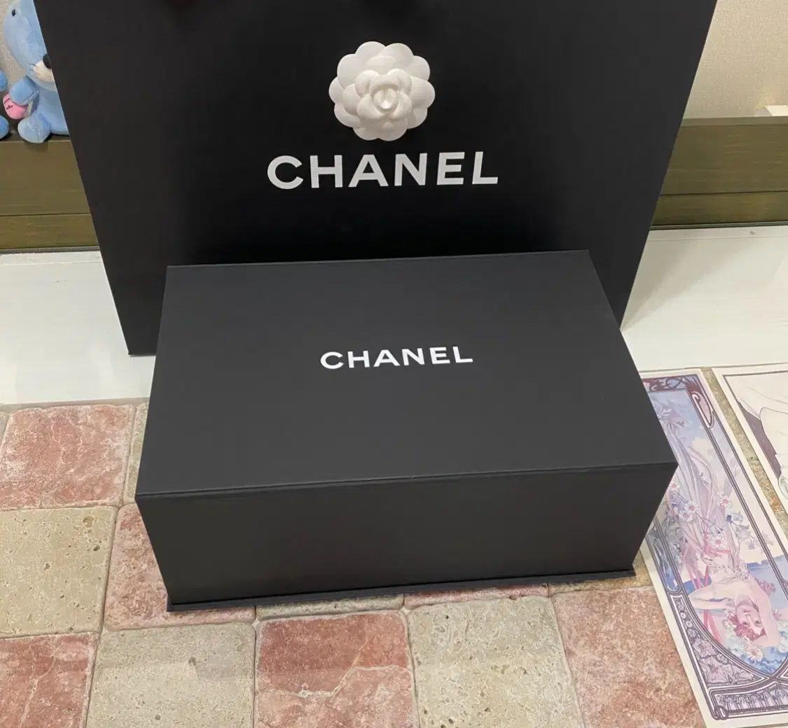シャネル マグネットボックス 31x20.5x11.5 リボン カメリア インボイス袋 お買い物バッグ
