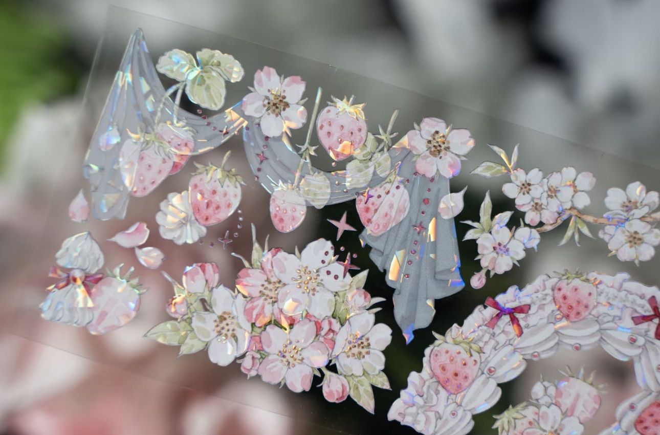 贝壳光 6cm×10m 草莓甜酱 海外マスキングテープ イチゴ 苺 いちご