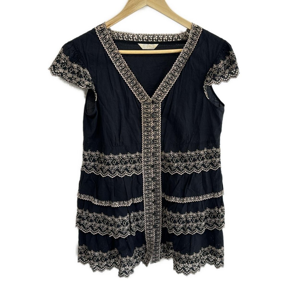 PINK HOUSE ピンクハウス ベスト レディース - 黒×ベージュ レース