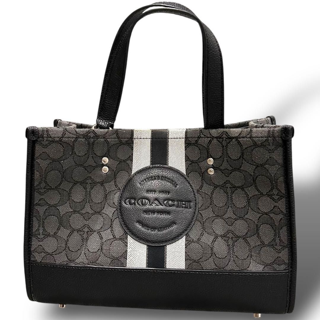 COACH コーチ ハンドバッグ レザー シグネチャー柄 ブラック ミニ