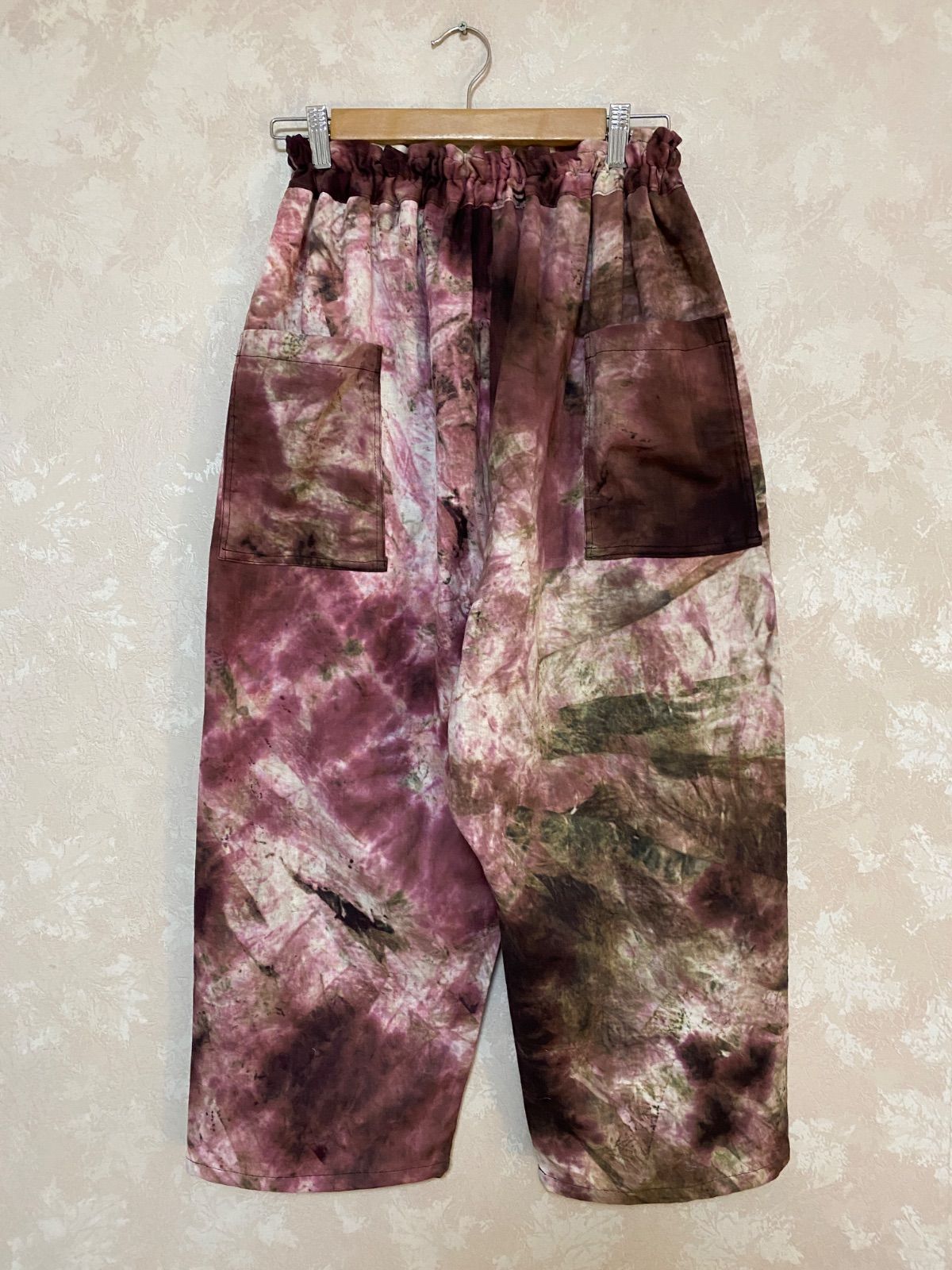 480.手染めセットアップ ぶっかけ染め カーディガン パンツ スカーフ３点セット MAAHADDERANG_COM