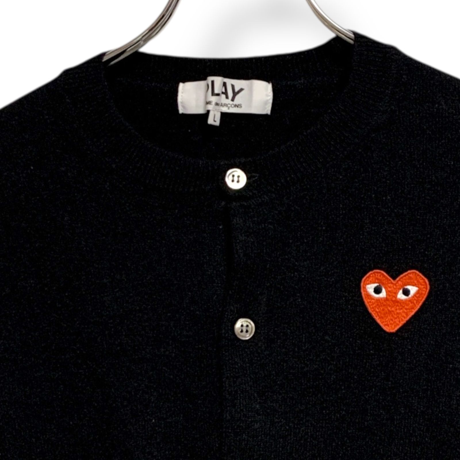 Play comme des garçon ロゴカーディガン ブラック cdgハートロゴ
