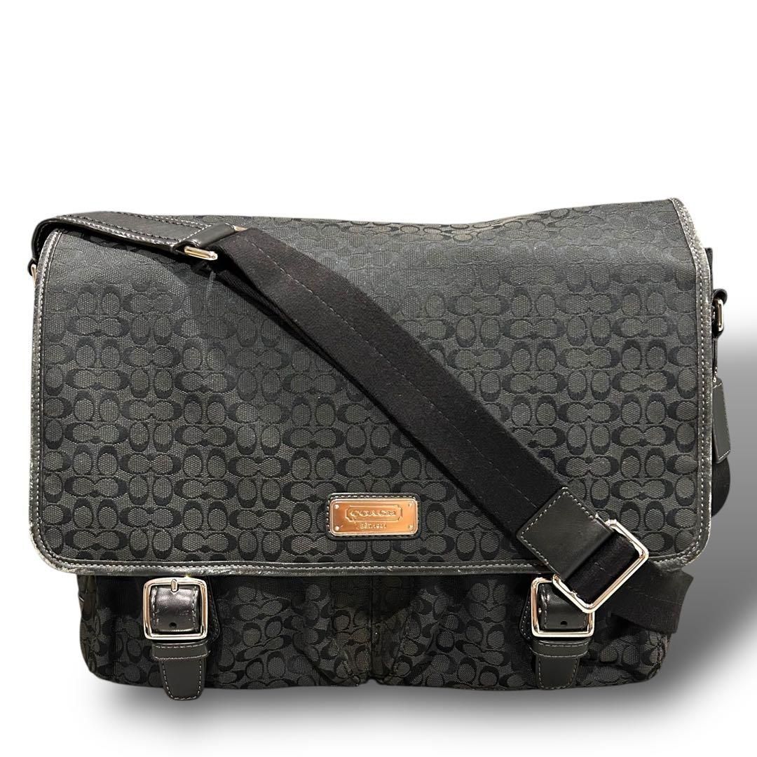 メンズ COACH コーチ ビジネスバッグ メッセンジャー シグネチャー柄