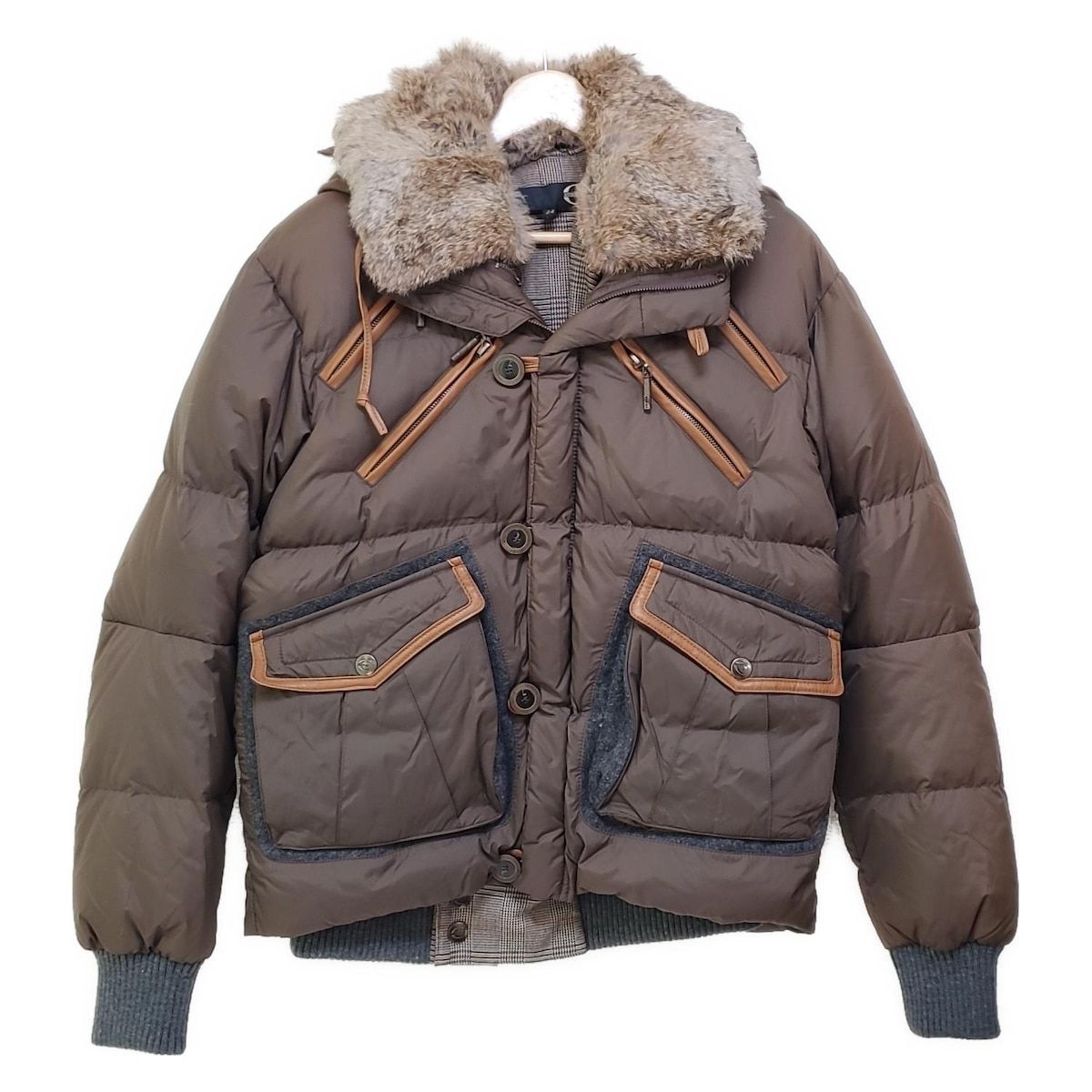 JUST cavalli ジャストカヴァリ コート サイズ44 L レディース - グレーベージュ×ブラウン 長袖 冬