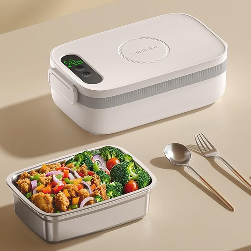 Aseech 電熱弁当箱 1L大容量 ランチボックス 14000mAh USBワイヤレス充電式 高速加熱 注水不要 304ステンレス 可脱着式内釜 携帯便利 保温弁当箱