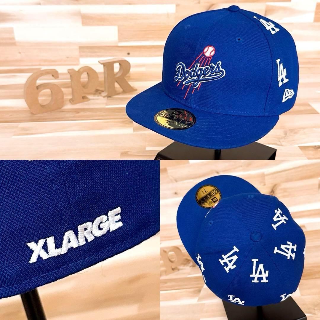 ニューエラ×エクストララージ×ドジャース トリプル コラボ キャップ 青ブルー 野球 マルチロゴ カスタム 9FIFTY