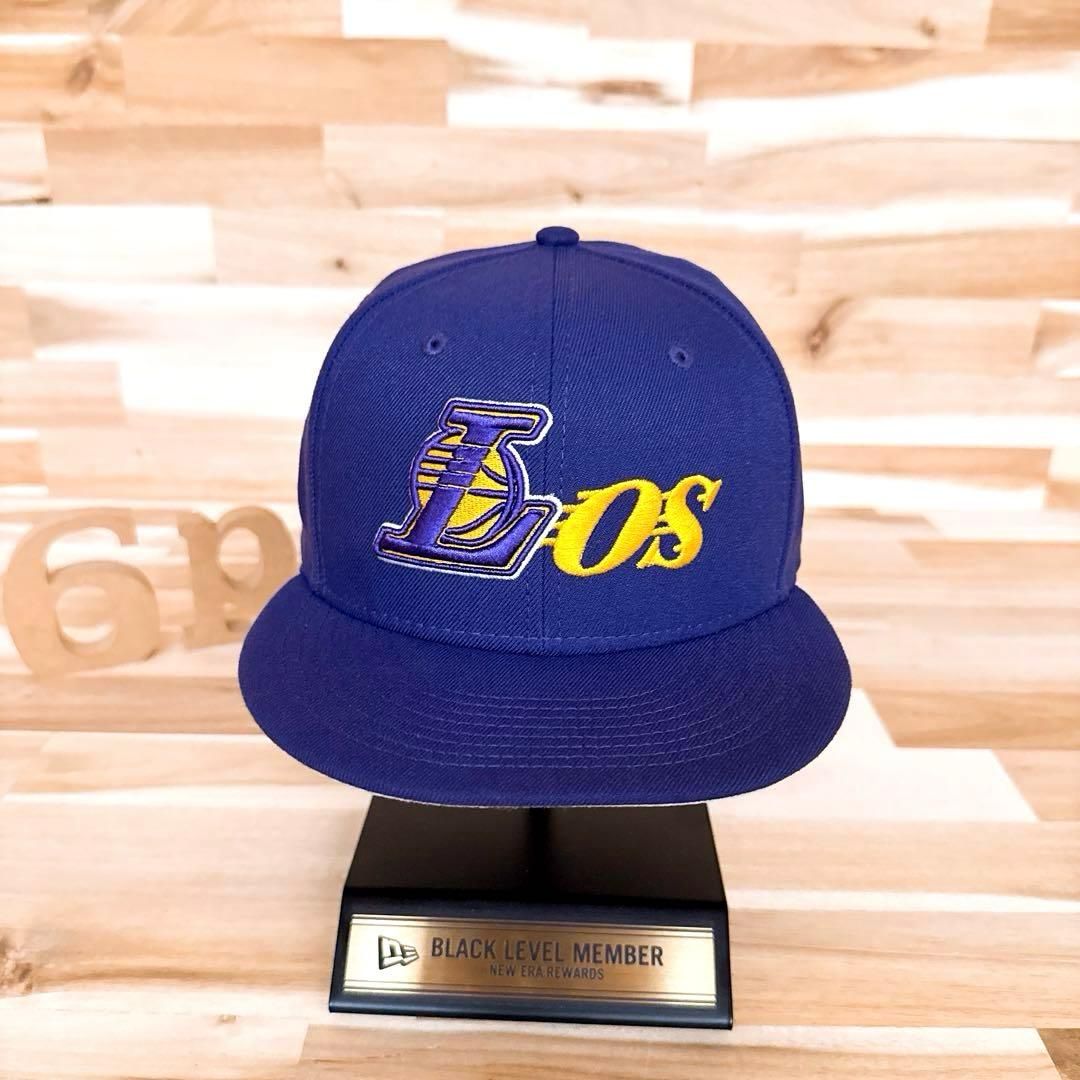 激 ニューエラ×ボーンアンドレイズド×レイカーズ コラボ キャップ 紫パープル Los 刺繍 ロゴ 59 FIFTY バスケ
