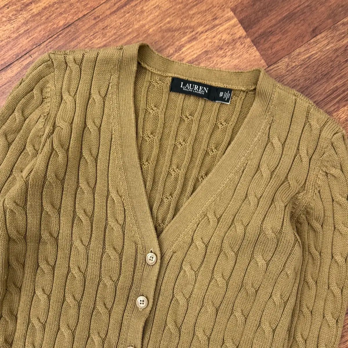 レディース XS ポロ ラルフローレン Classicロゴ ケーブルニット カーディガン