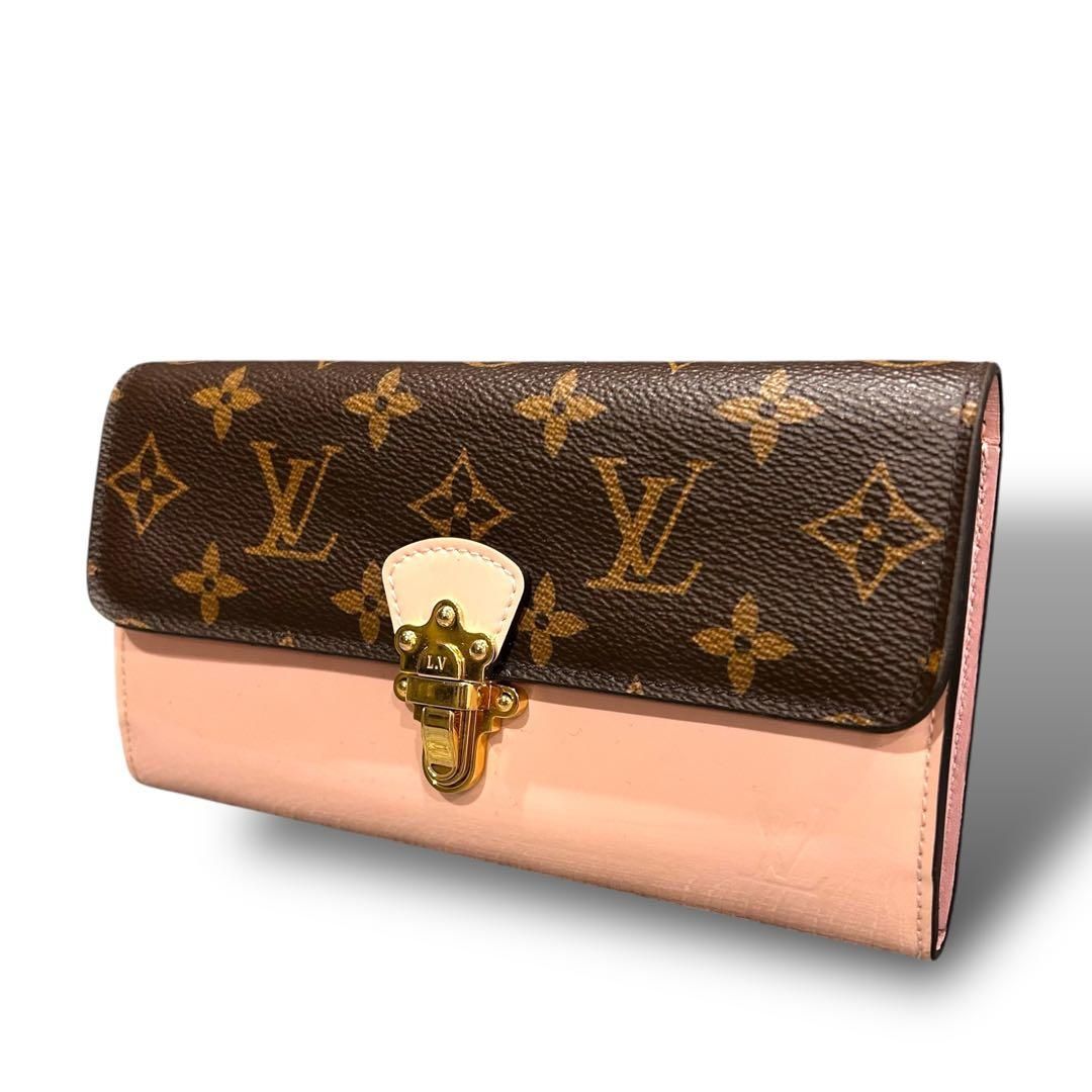 LOUIS VUITTON ヴィトン チェリーウッド 長財布 エナメル モノグラム ピンク レディース