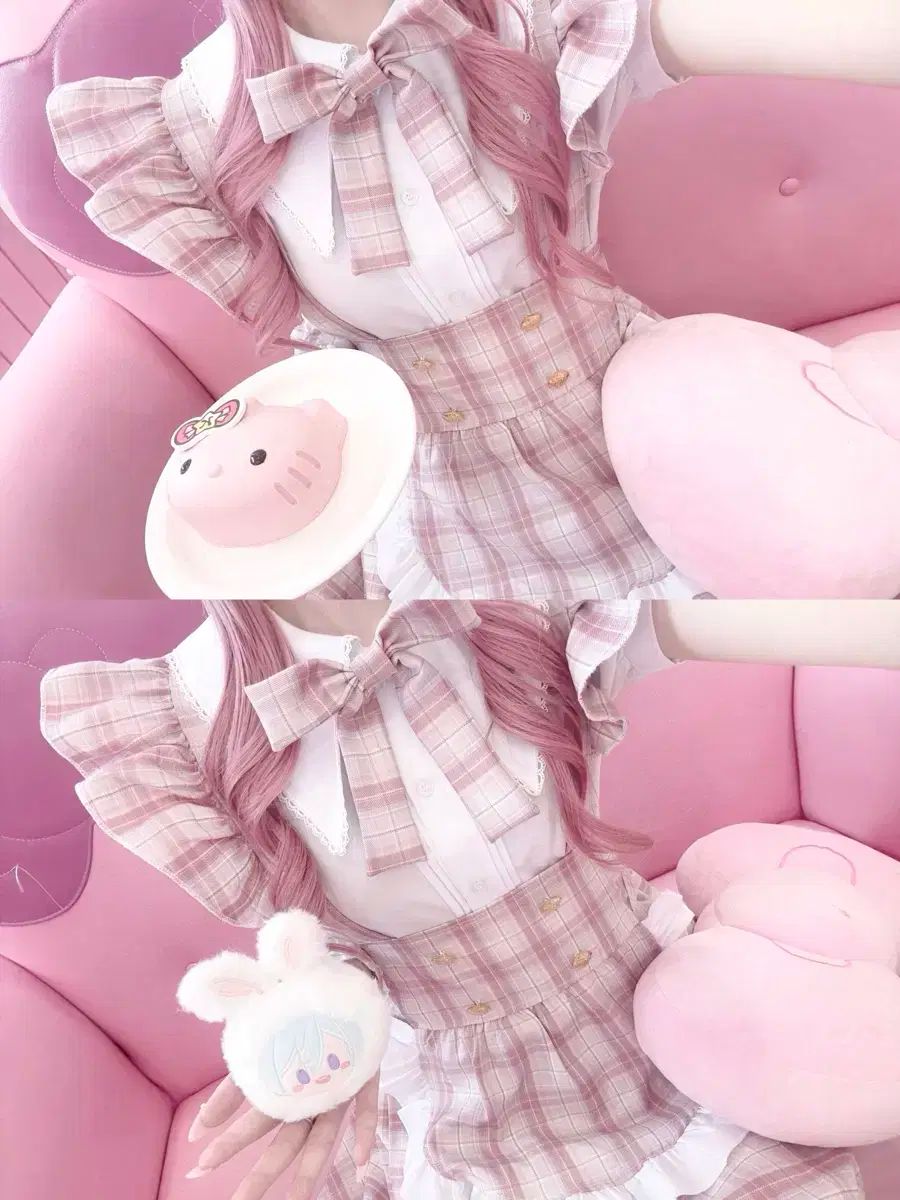 クリアストーン メイド服 ピンク 量産型