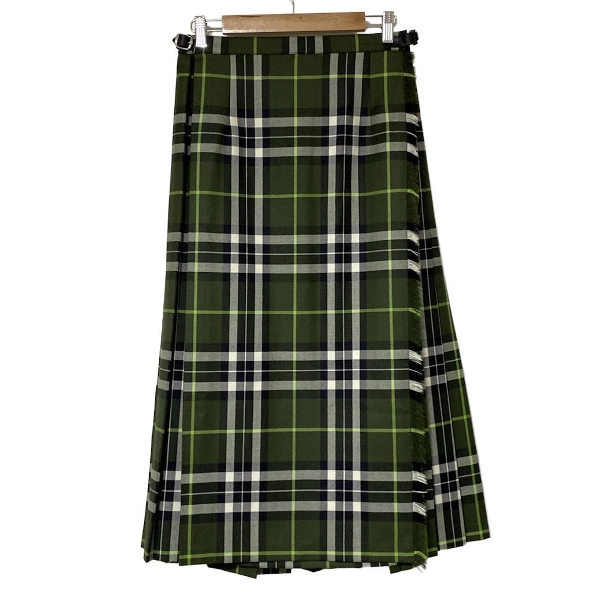 オニールオブダブリン 巻きスカート サイズI 46 レディース - ダークグリーン×アイボリー×マルチ ロング チェック柄 プリーツ