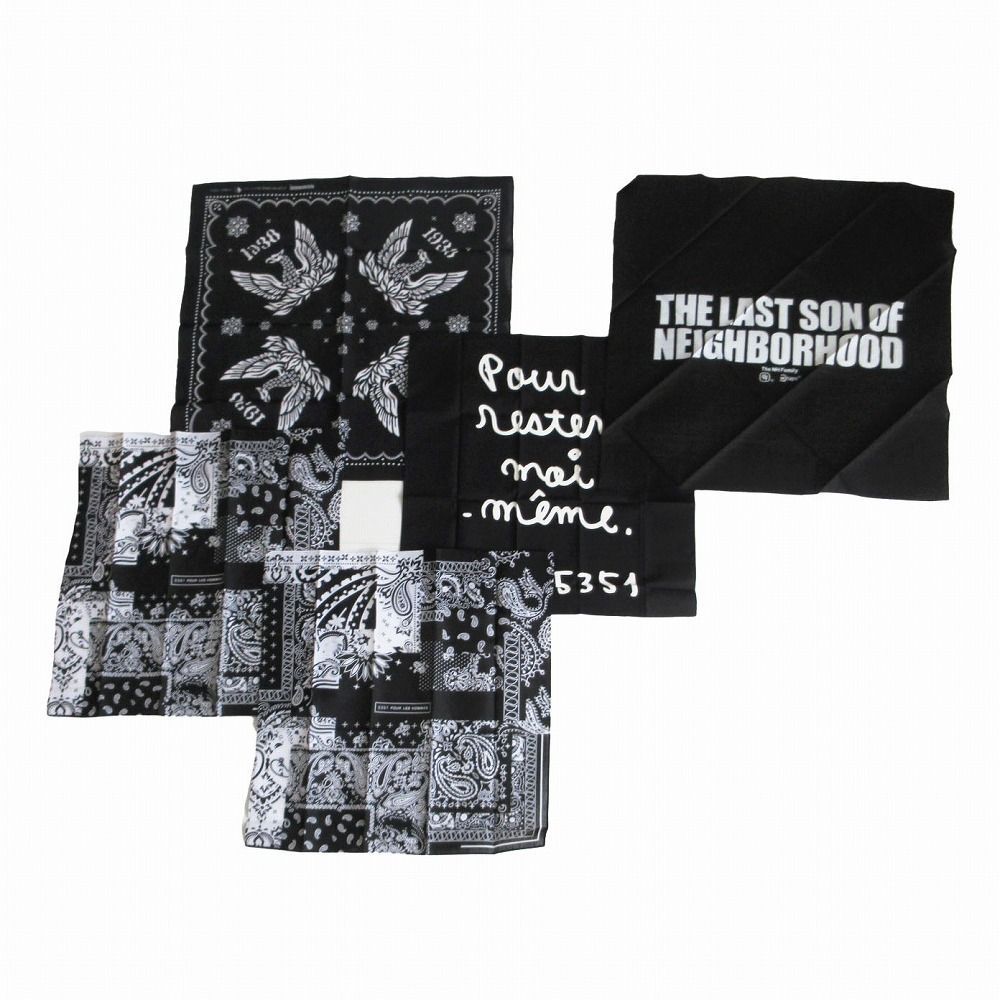 5351 POUR LES HOMMES WTAPS NEIGHBORHOOD ダブルタップス ネイバーフッド バンダナ 5枚 セット ブラック メンズ