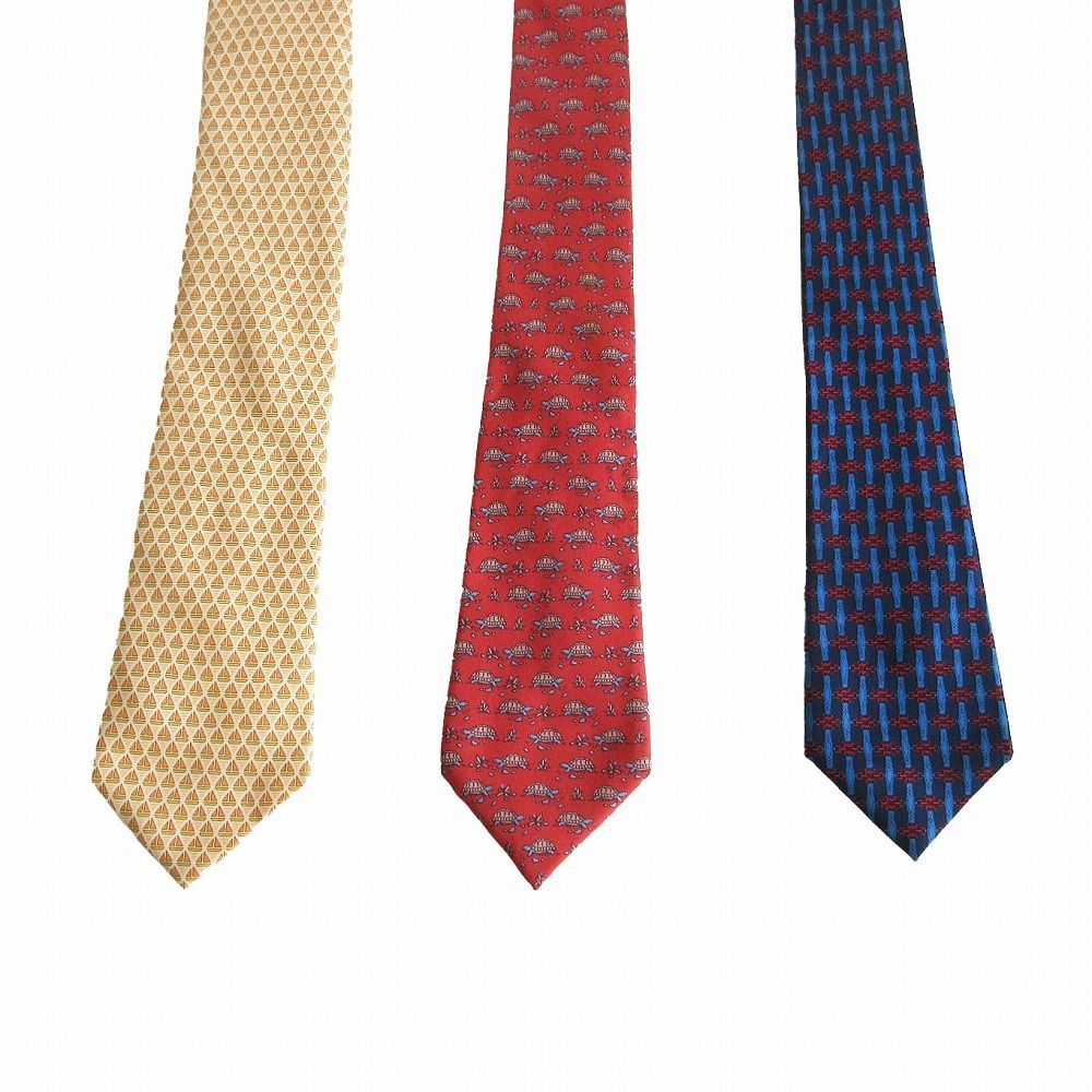 HERMES エルメス ネクタイ レギュラータイ 3本 セット 総柄 カメ