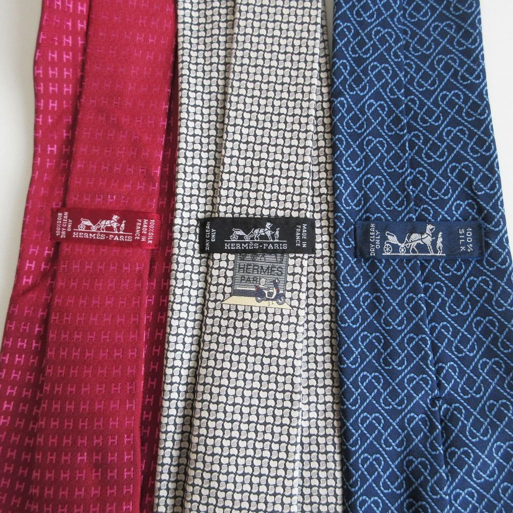 エルメス HERMES ネクタイ 3本セット 赤 レッド セール エルメス HERMES ネクタイ シェーヌダンクル パンダ