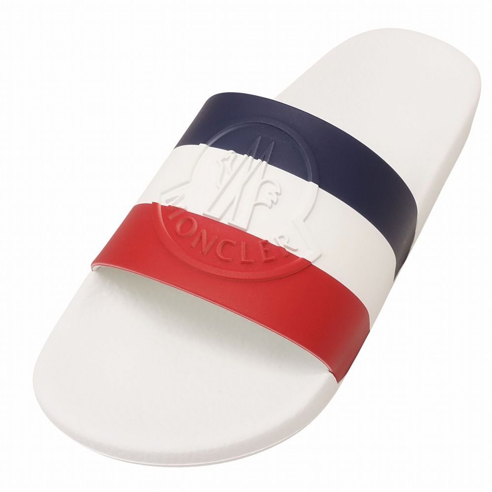 MONCLER モンクレール シャワーサンダル BASILE バジーレ スライド スポーツ トリコロール ロゴ 40 25cm 白 メンズ TNT