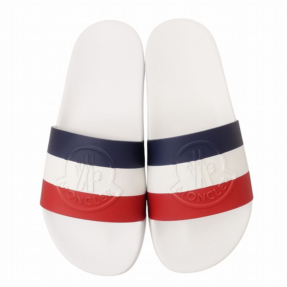 MONCLER モンクレール シャワーサンダル BASILE バジーレ スライド スポーツ トリコロール ロゴ 40 25 cm 白 メンズ TNT