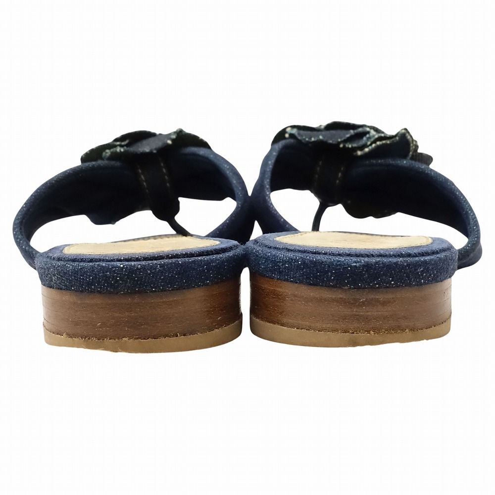 CHANEL シャネル デニム カメリア サンダル ミュール ロゴ リベット