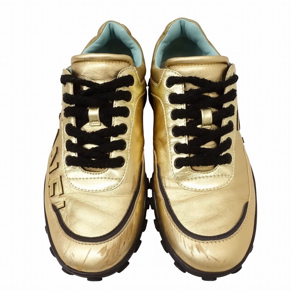 【正規品】美品 シャネル CHANEL スパンコール レザー スニーカー 36 正規品】美品 シャネル CHANEL スパンコール レザー スニーカー 36