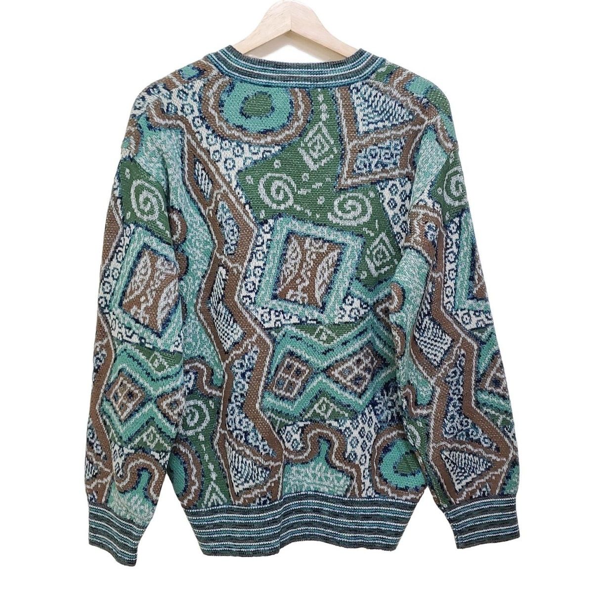 MISSONI SPORT ミッソーニスポーツ 長袖セーター サイズS レディース - グリーン×ブラウン×マルチ Vネック