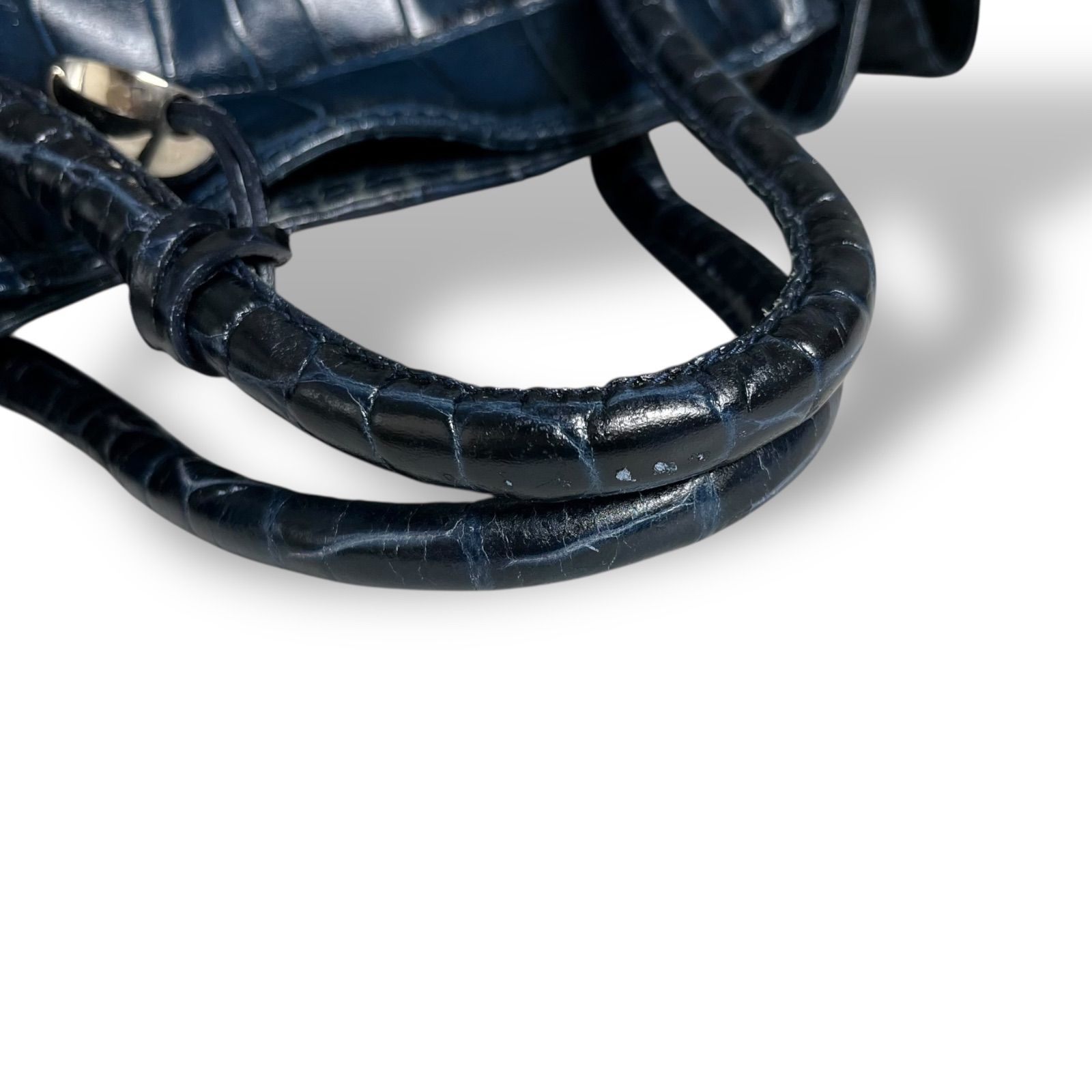  FURLA フルラ ハンドバッグ レディース レザー ネイビー マグネットボタン開閉式 手提げ クロコ型押し 5147 ハンドバッグ バッグ