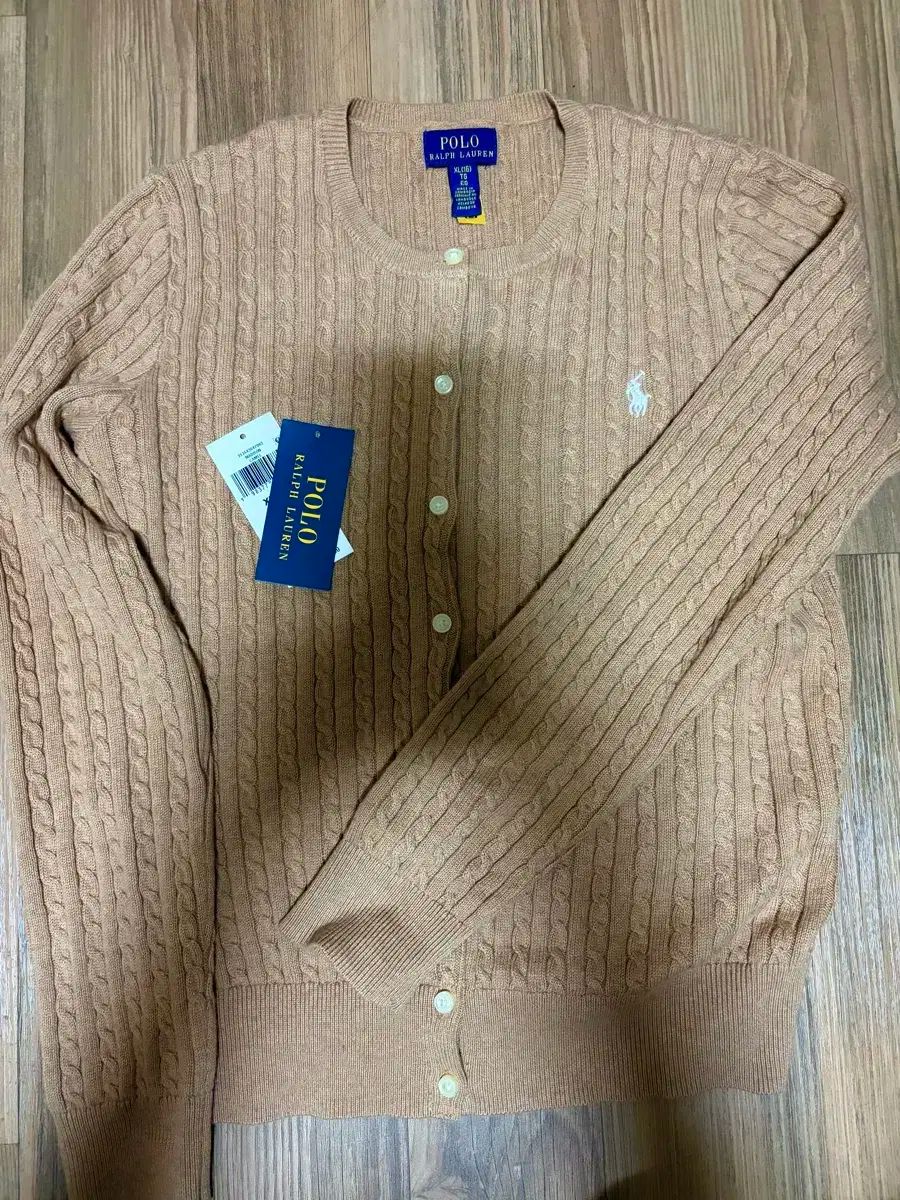  ポロ ラルフローレン ケーブルニット カーディガン ガールズ キャメルヘザー XL 長袖 カーディガン ボレロ アンサンブル