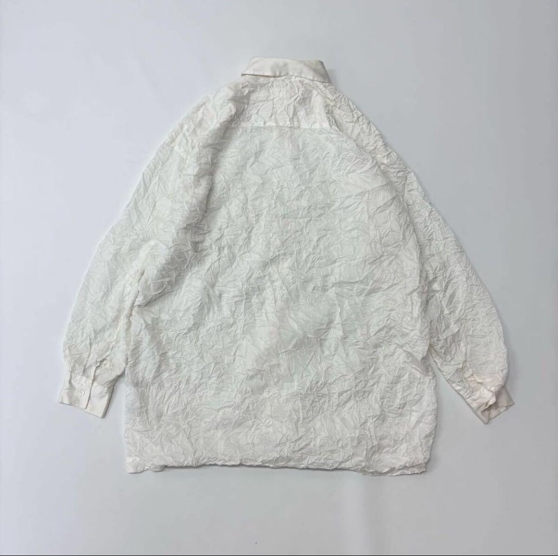90 s Vintage ISSEY MIYAKE イッセイミヤケ シワ プリーツ ビッグ シャツ SHIRT ARCHIVE アーカイブ ホワイト サイズ M 709-0070