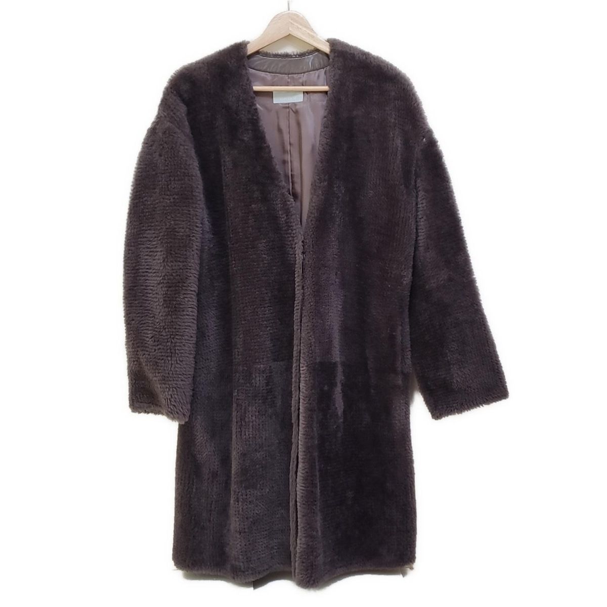 ESTNATION エストネーション コート サイズ38 M レディース - ブラウン 毛皮 長袖 ロング丈 冬 ムートン