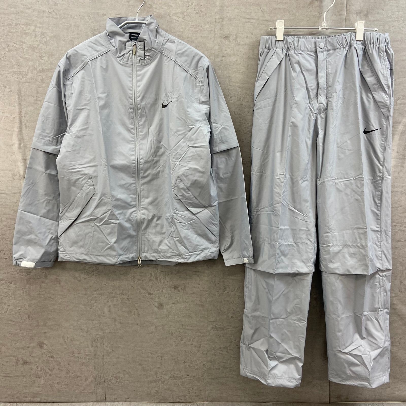 ナイキ メンズ レインウェア セットアップ Lサイズ グレー 男性用ゴルフアパレル NIKE