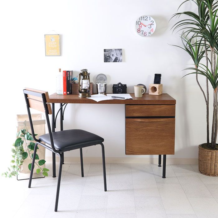 デスク アンティーク風 単品 アイアン脚 木製 おしゃれ 天然木 北欧風 レトロ 木目 幅110cm シンプル 高さ70cm