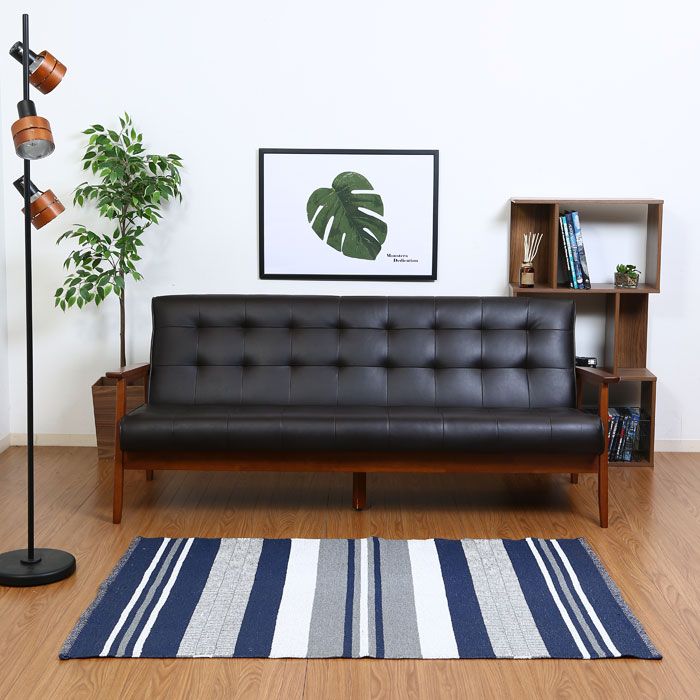 ソファ ソファー 3人掛け レザー 幅170 カフェ風 バイキャストレザー 合成皮革 木製フレーム デザイン 木製 天然木 肘付