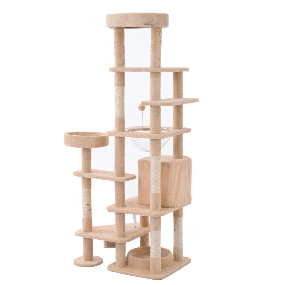 据え置き型 麻紐 爪とぎ 多頭飼い 宇宙船キャットタワー 据え置き型 省スペース 麻紐 爪とぎ 麻 多頭飼い 宇宙船 ペットハウス おしゃれ ポンポンおもちゃ ペット用品 ベージュ WWW_GEBZETESISAT_COM_TR